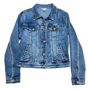 Tribal Jeans Distressed Denim Trucker Jean Jacket Sz P/S